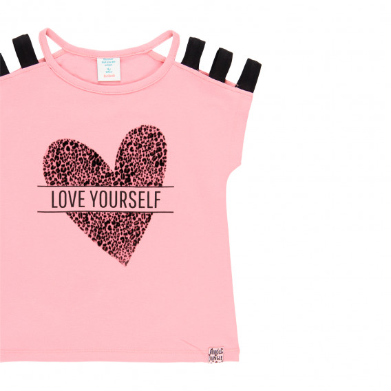 Памучна тениска Love yourself, розова Boboli 342030 3