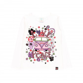 Памучна блуза с флорална щампа и пайети, бяла Boboli 342096 
