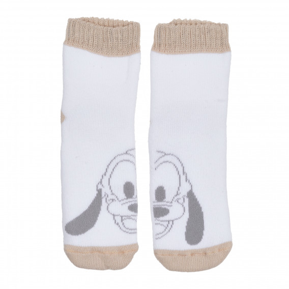 Чорапи с щампа и бежов акцент за бебе, бели Chicco 342479 
