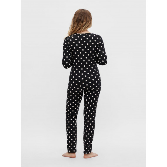Пижама от органичен памук за бременни с принт на точки, черна Mamalicious 342815 3