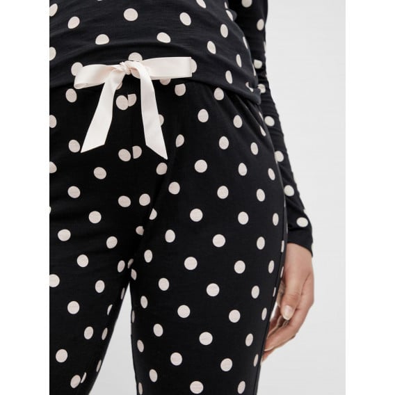 Пижама от органичен памук за бременни с принт на точки, черна Mamalicious 342818 6
