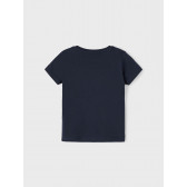 Памучна тениска с брокатена щампа, синя Name it 342837 3
