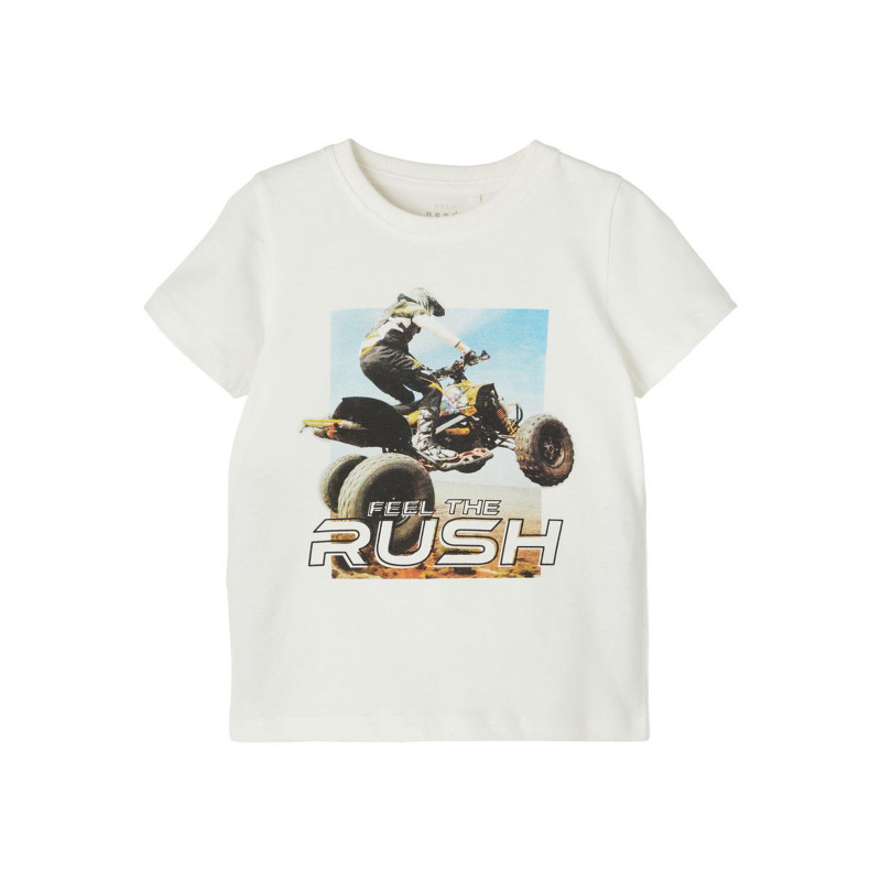 Памучна тениска с щампа Rush, бяла  342887