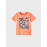 Памучна тениска с графична щампа, оранжева Name it 342900 2