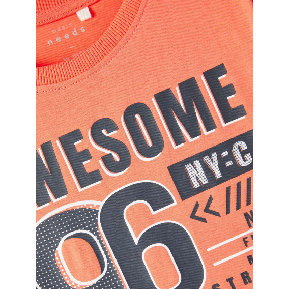 Памучна тениска с графична щампа, оранжева Name it 342902 4