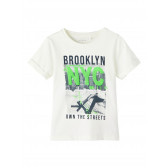 Тениска с щампа Brooklyn, бяла Name it 342910 