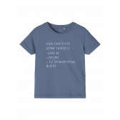 Тениска от органичен памук с графична щампа, синя Name it 342937 