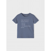 Тениска от органичен памук с графична щампа, синя Name it 342938 2