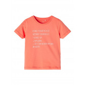 Тениска от органичен памук с графична щампа, оранжева Name it 342941 