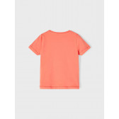 Тениска от органичен памук с графична щампа, оранжева Name it 342943 3