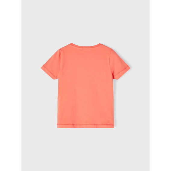Тениска от органичен памук с графична щампа, оранжева Name it 342943 3