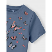 Тениска с щампа на пеперуди, синя Name it 342950 2