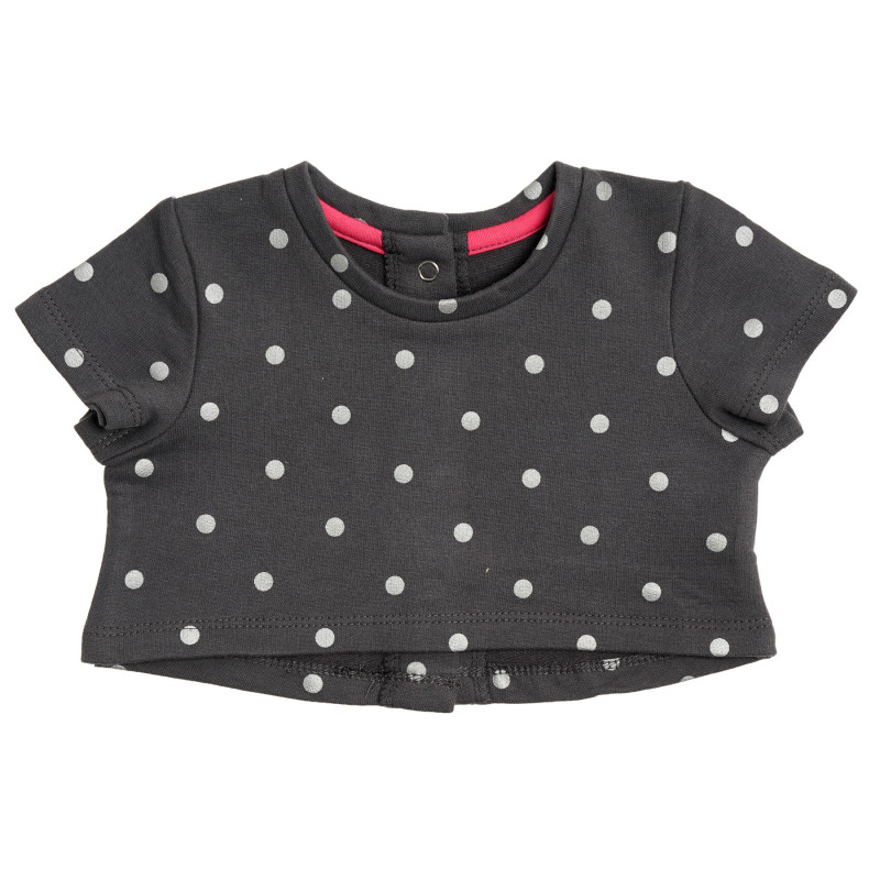 Памучна блуза за бебе с къс ръкав сива  342951
