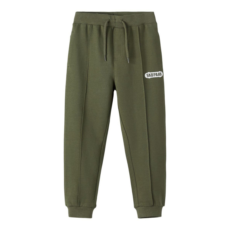 Памучен спортен панталон с малка щампа, зелен  343177