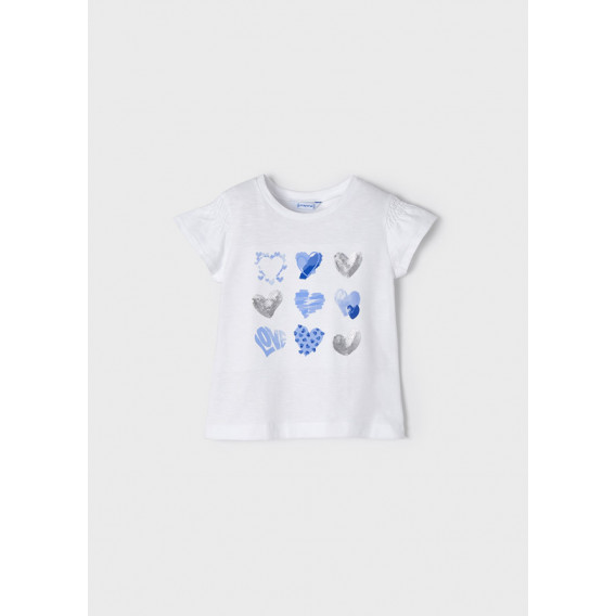 Тениска със сини сърца, бяла Mayoral 343232 