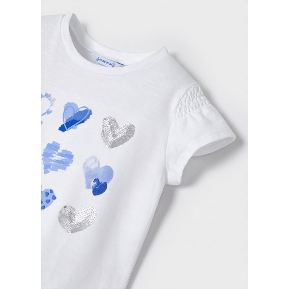 Тениска със сини сърца, бяла Mayoral 343234 3