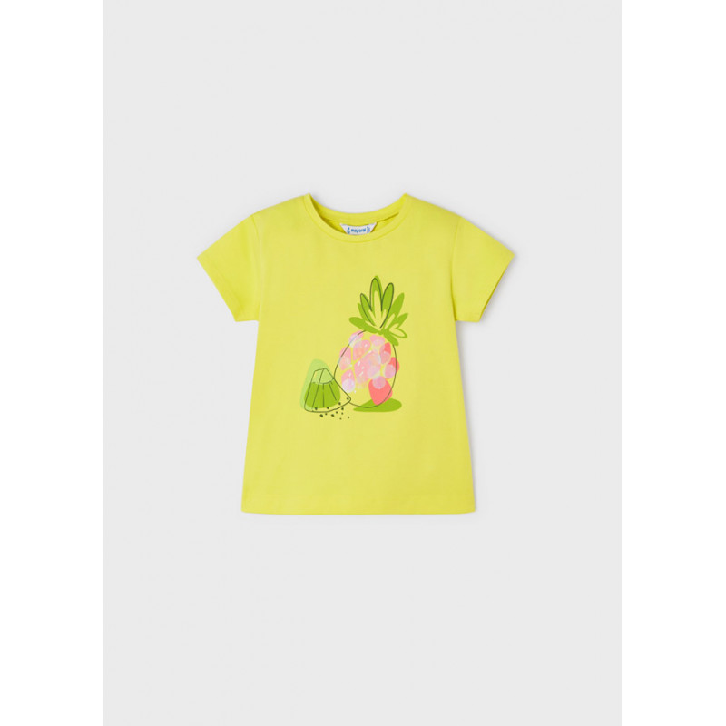 Тениска с щампа на ананас, жълта  343246