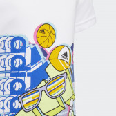 Тениска с цветен принт на графити, бяла Adidas 343362 4