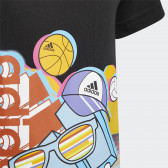 Тениска с цветен принт на графити, черна Adidas 343368 2