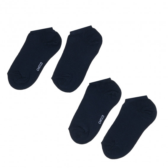 Комплект от два чифта къси чорапи с логото на бранда, сини Chicco 343765 