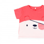 Памучен комплект тениска и къс панталон за бебе, червено и бяло Boboli 343882 3