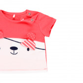 Памучен комплект тениска и къс панталон за бебе, червено и бяло Boboli 343883 4