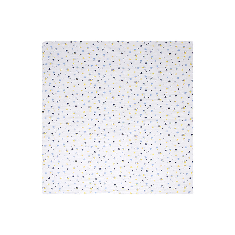 Муселинова пелена с цветен принт, цвят: Бял  34401