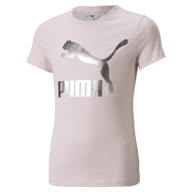 Памучна тениска със сребристо лого, светлорозова  344166