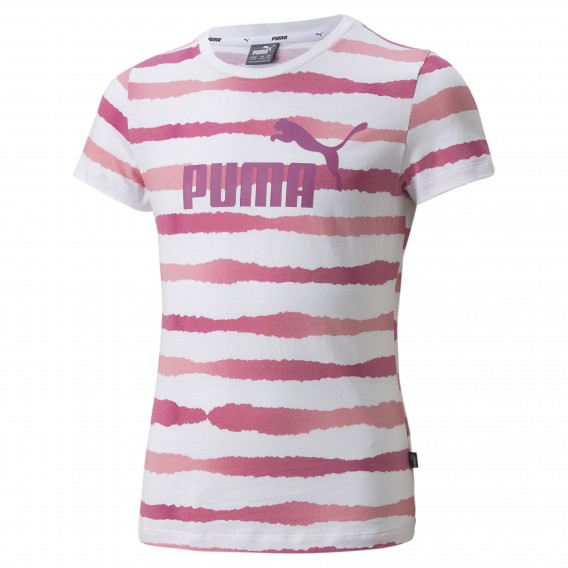 Памучна тениска на райе с лого, многоцветна Puma 344169 