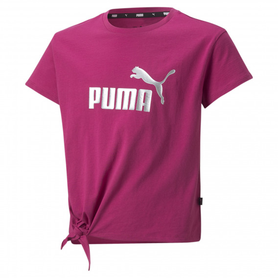 Памучна тениска с логото на бранда и панделка, розова Puma 344170 