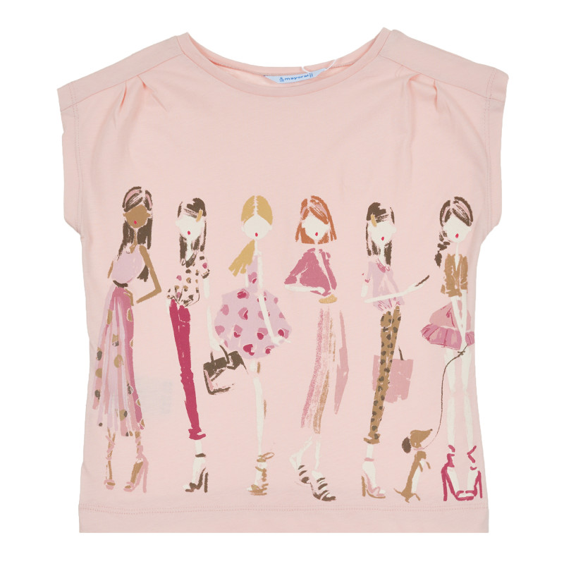 Тениска с кукли, розова  344504