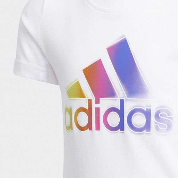 Тениска с лого в приливащи цветове, бяла Adidas 344528 2