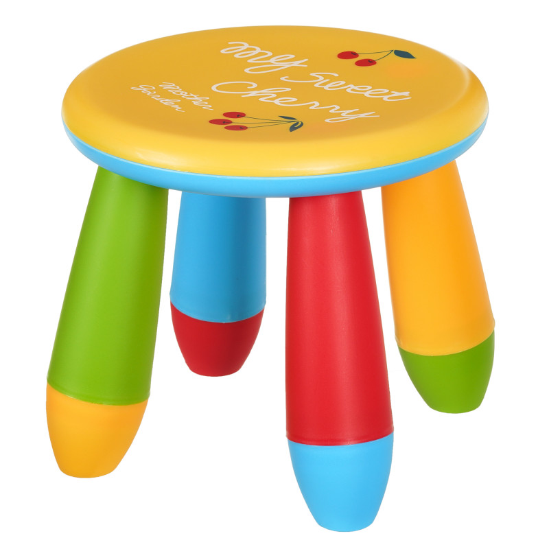 Детско пластмасово столче кръг, 26х26х28 см, жълто  345311