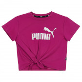Памучна тениска с логото на бранда и панделка, розова Puma 345809 1