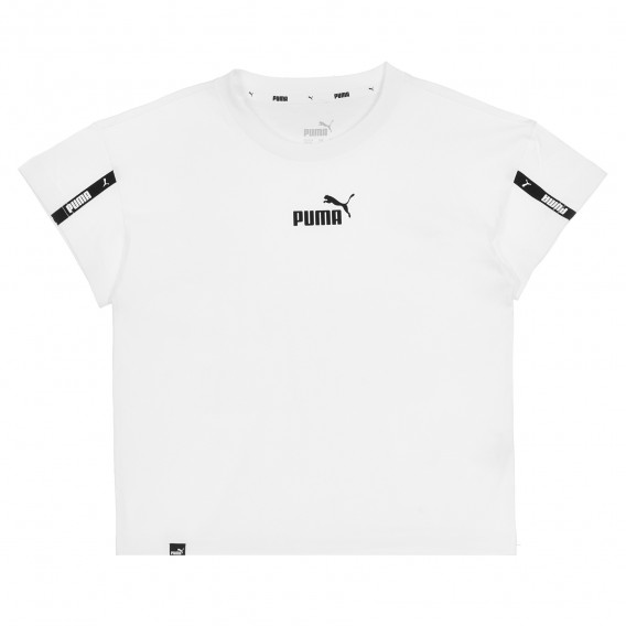 Памучна тениска с логото на бранда и апликация, бяла Puma 345825 1