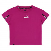 Памучна тениска с логото на бранда и апликация, розова Puma 345829 1