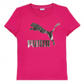 Памучна тениска със сребристо лого, розова Puma 345833 1