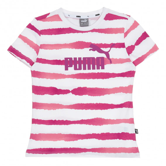 Памучна тениска на райе с лого, многоцветна Puma 345841 1
