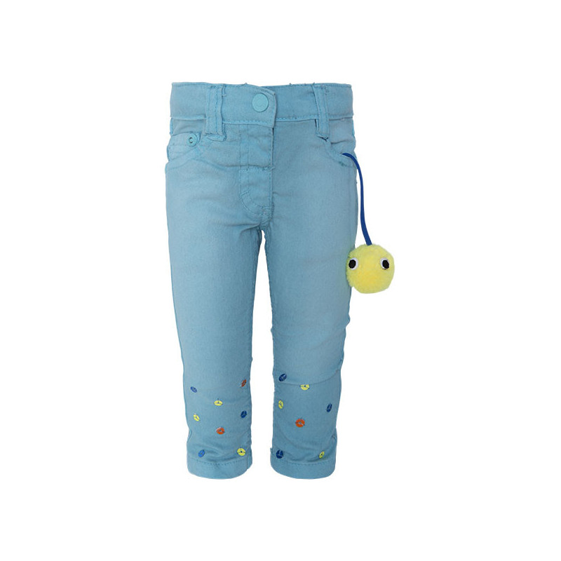 Дънков панталон с цветни бродерии за момиче  34605
