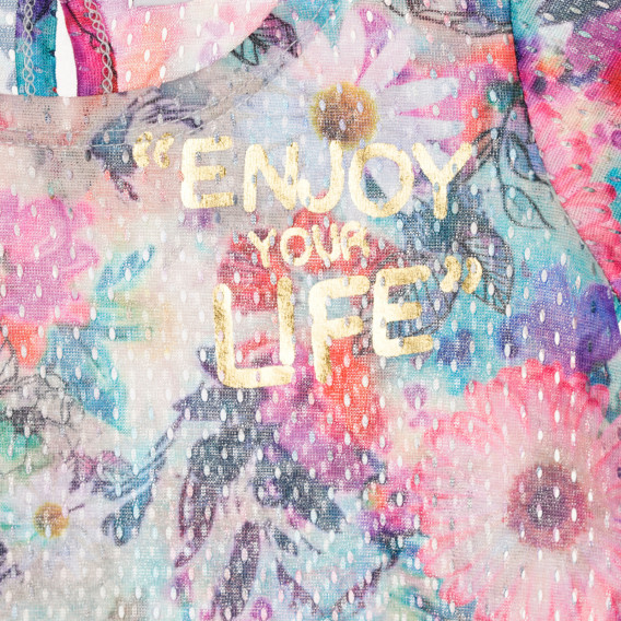 Рокля с флорален принт и надпис ' Enjoy your life" Chicco 346330 2