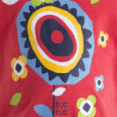 Памучна червена тениска с къс ръкав за момиче, с многоцветен принт Tuc Tuc 34679 3