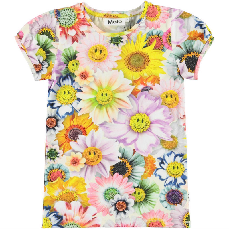 Тениска с щампа Happy Flowers, многоцветна  347111