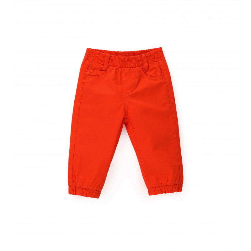Памучен панталон с ластици на крачолите за бебе, червен  347231
