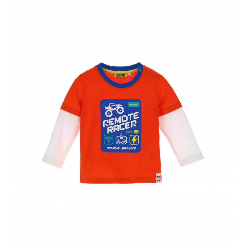 Памучна блуза за бебе с щампа, червен цвят  347284