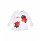 Блуза с дълъг ръкав за бебе с щампа на ягодки, бяла Original Marines 347358 