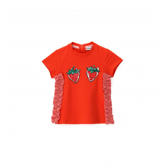 Блуза с къс ръкав за бебе, асиметричен гръб, червена Original Marines 347367 