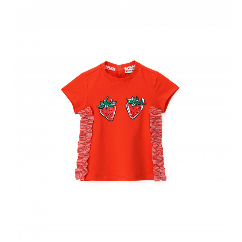 Блуза с къс ръкав за бебе, асиметричен гръб, червена  347367