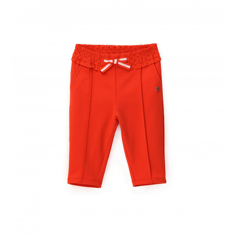 Панталон за бебе с къдрички и панделка, червен  347390