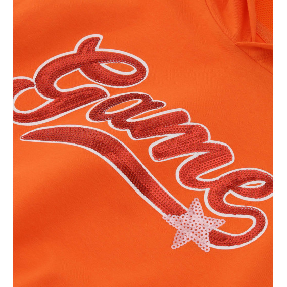 Тениска с качулка и пайети, оранжев цвят Original Marines 347673 3