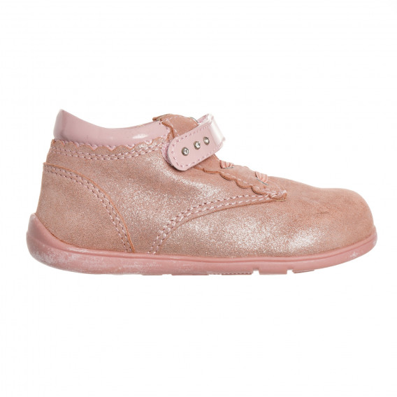 Обувки от естествена кожа с бляскав акцент, розови Chicco 347944 